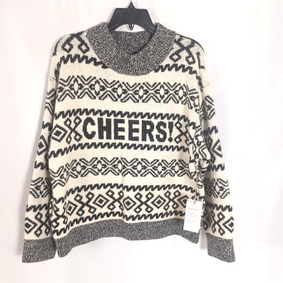 A New Day CHEERS Fuzzy Cashmere Like Sweater XL NWT Soft Cozy Gift Ready - Picture 2 of 5